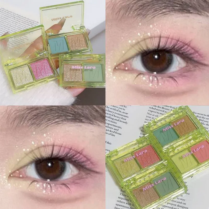 Due colori Glitter Diamond Eye Shadow Plate 24h trucco a lunga durata ombretti opachi doppi colori Waterproof Eye-cosmetics