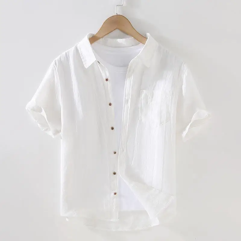 

Men's Slim Fit ort Sve Linen irt Thin And Haome No Brand Summer Casual Pure Color Faionable Lightweight irt
