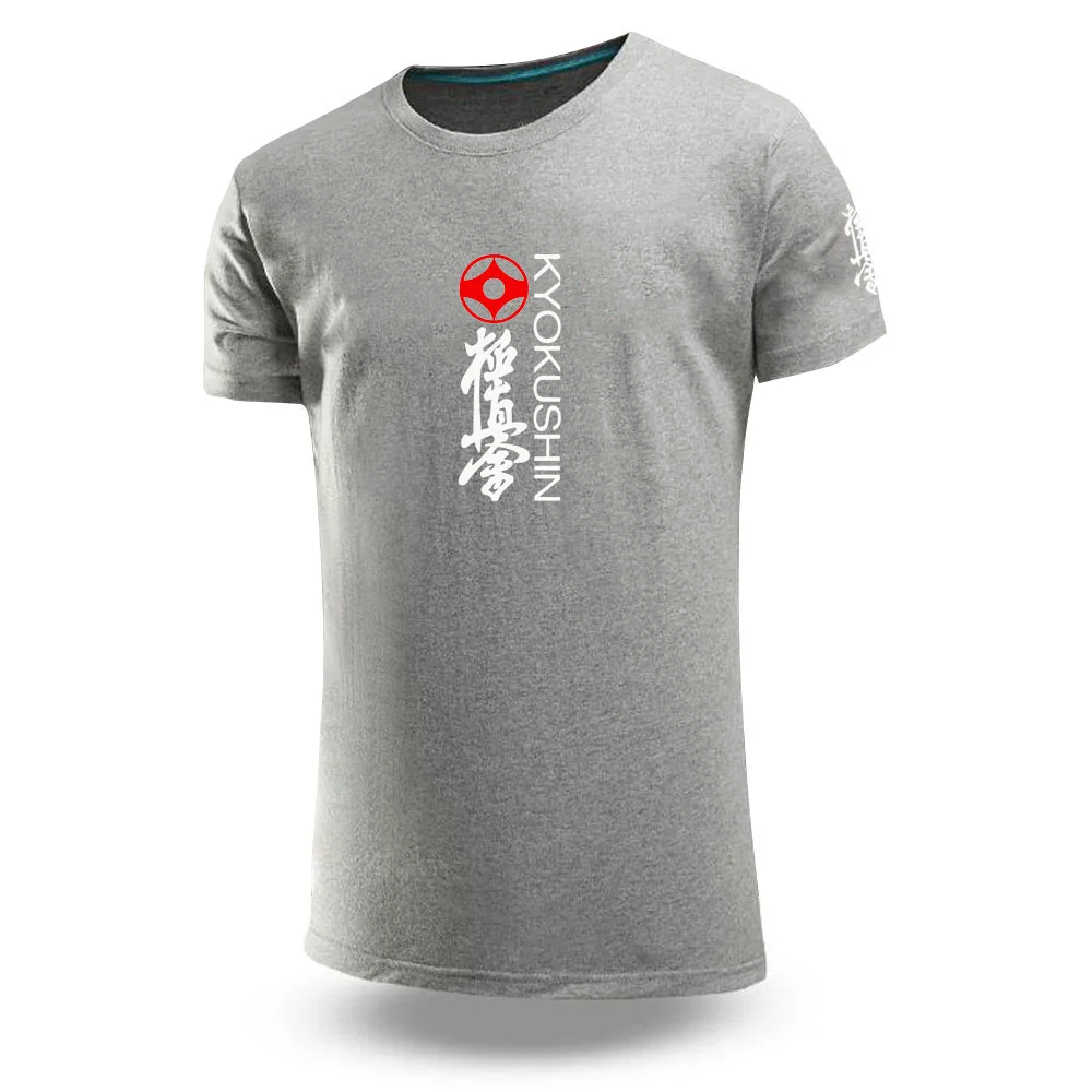 2025 Kyokushin Karate Logo Print Summer Mens Popular High Quality Quick Drying Cotton Streetwear Casual Solid Color Short Sleeve