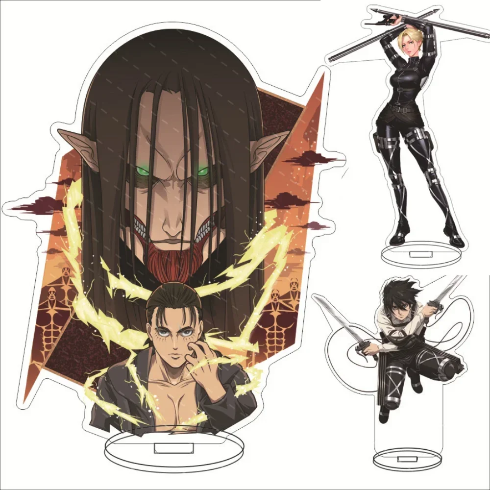 Аниме акриловые модели штурмовой подставки Levi Mikasa Eren аниме фигурки Shingeki No Kyojin настольный декор коллекция друг фанат подарки игрушки