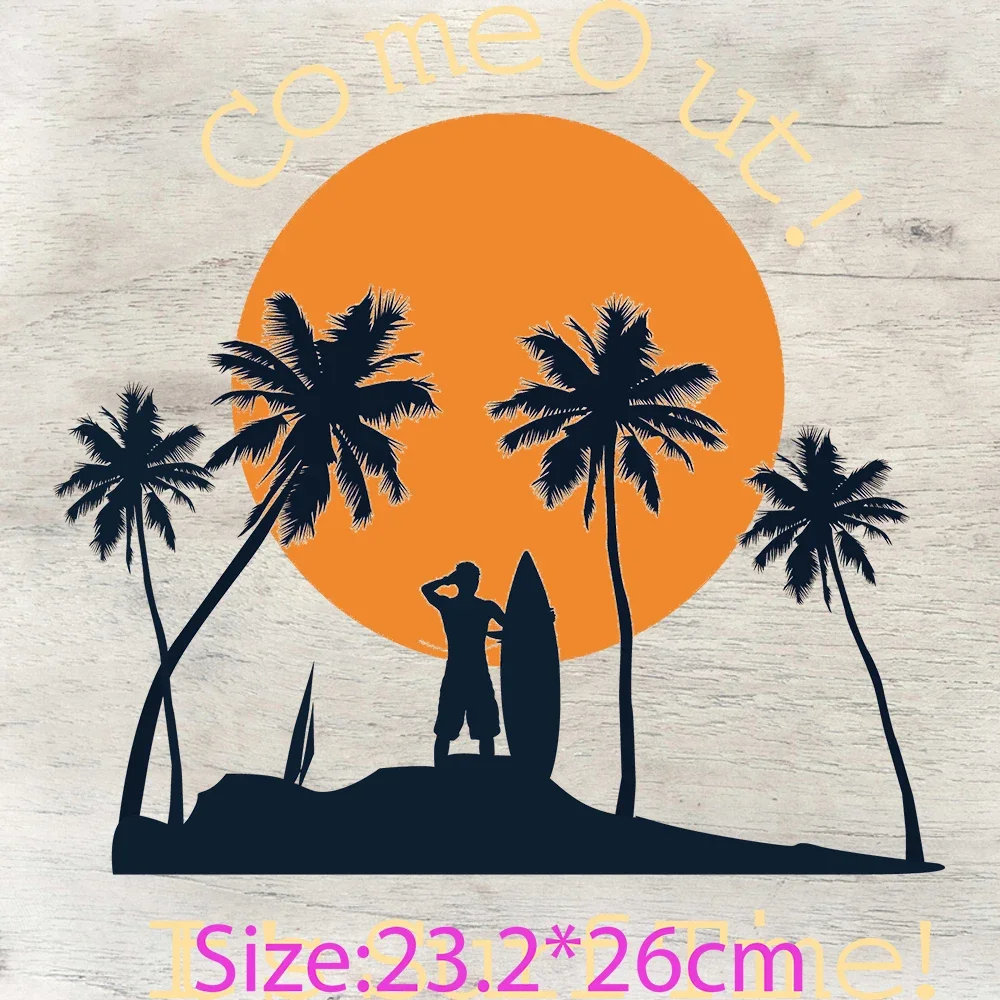 Ready to Press on Garment  Surf Waves Enjoy Holiday Summer Vacation Vibes Sports DTF Transfers custom patch