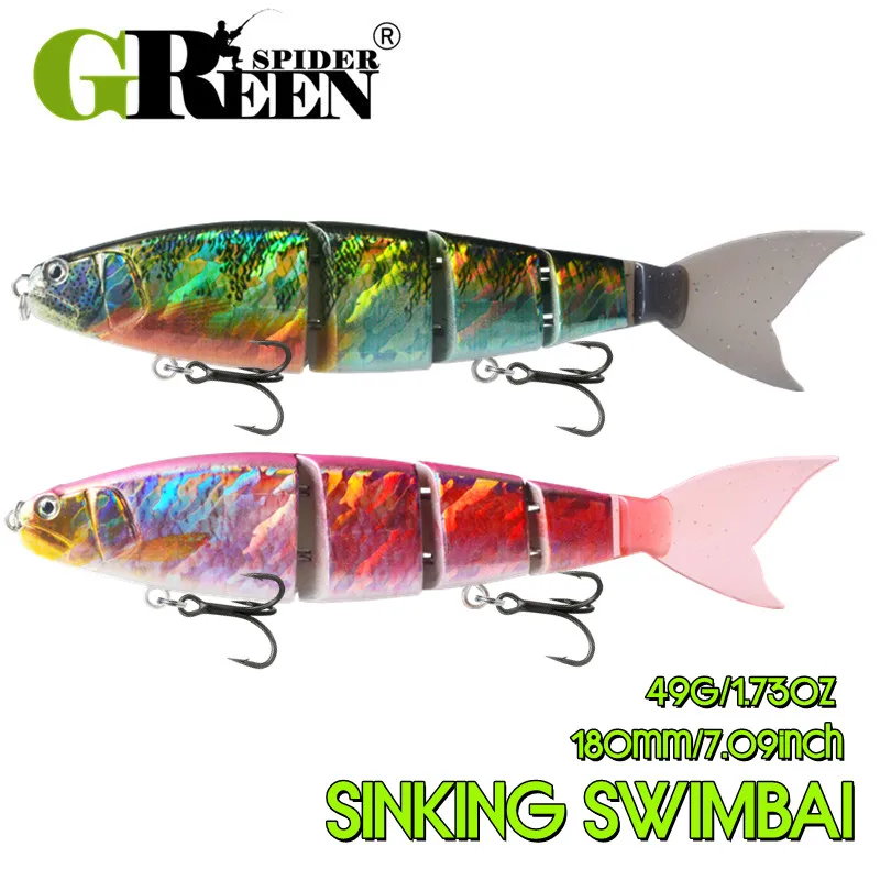 

GREENSPIDER New 4 sections Swimming Fishing lure Jointed Fishing Lure Predators Bait 18cm 49g Sinking Lure Wobblers
