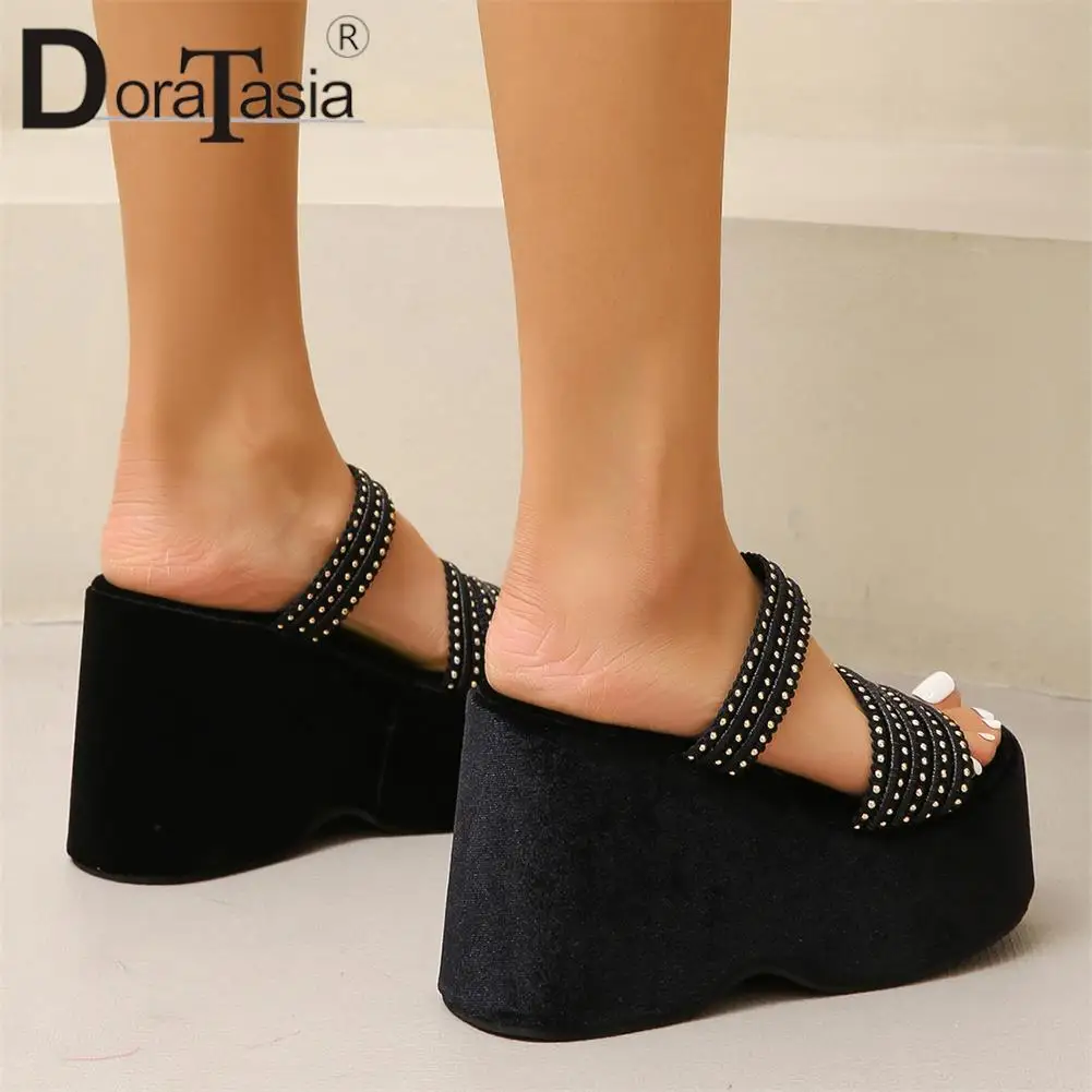 Big Size 42 Brand New Ladies Platform Slides Fashion Crystal Wedges High Heels women's Slippers 2023 Casual Party Shoes Woman