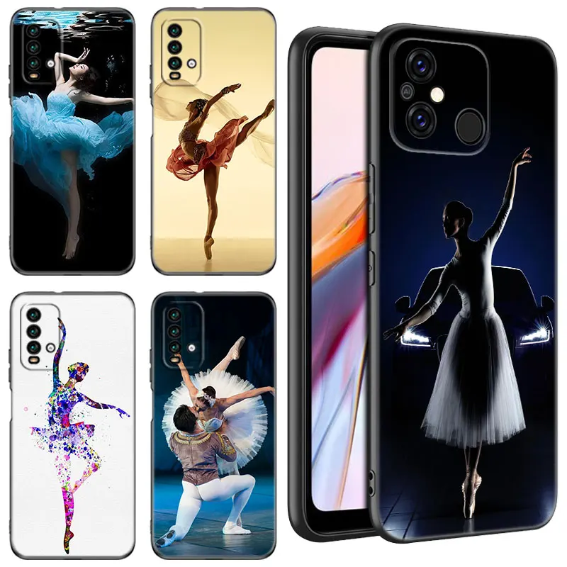 Ballet Dancer Black Phone Case For Xiaomi Redmi 11 Prime 11A 12C 13C A1 A2 Plus 12 4G 10 5G 8A 9A 10A 9C 10C 9i 12R Note 9T