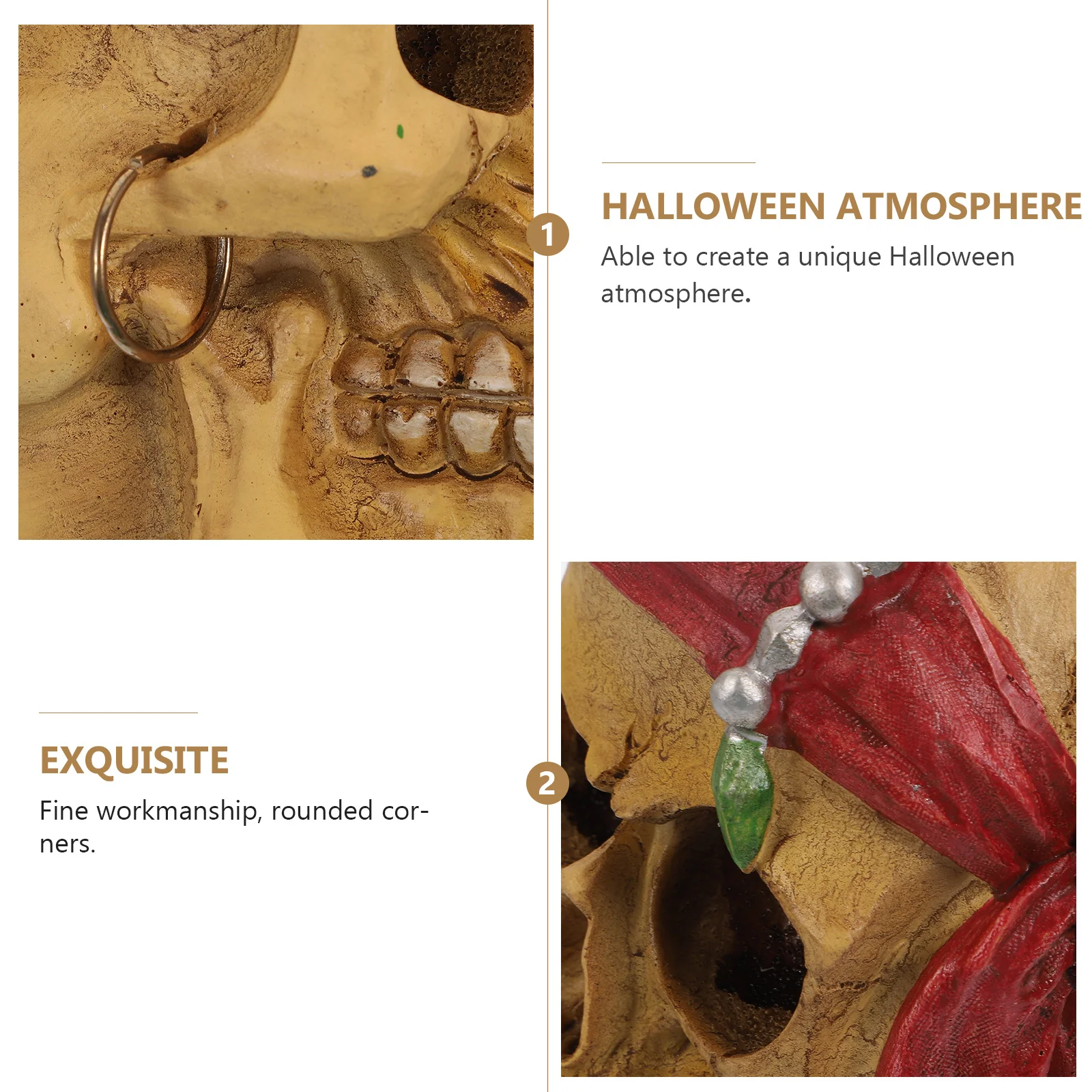 

1Pcs Horror Skull Head Resin Decor Halloween Haunted House Party Ornament Skull Decor Haunted House Prop Household Adornment