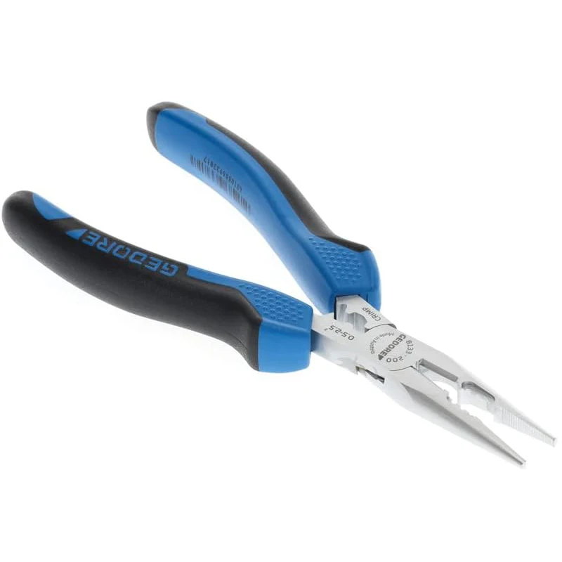 GEDORE 8133-200 JC  Strong Needle-nose Pliers 2-Component Handle Induction-hardened Precision Cutting Edges Hardness 62 - 64 HRC