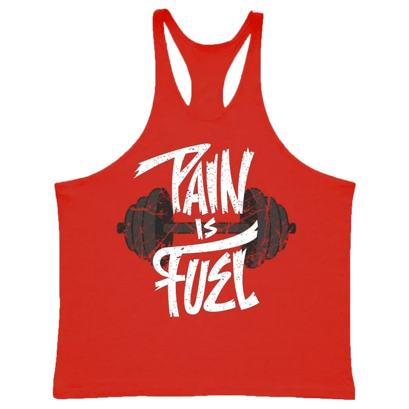Men’s Summer Tank Tops 100％ Cotton I-shaped Vest Dumbbell Print Male Sportswear Outdoor Fitness Clothing Sleeveless Sweatshirt