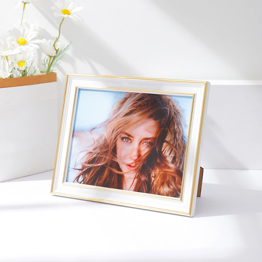 Photo Frame Home photo decoration Plexiglass Photo Frame Plastic White Gold Rectangular Photo Frame