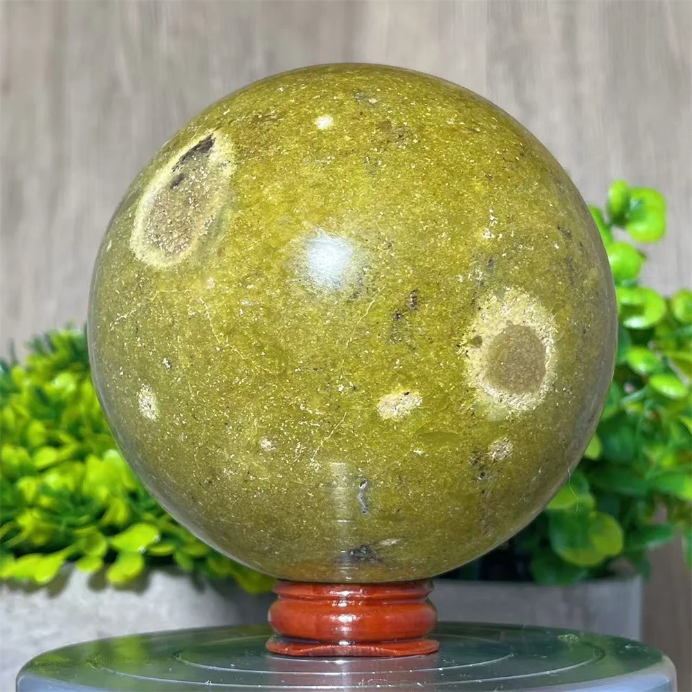 Green jade Sphere Ball Stone Quartz Crystal Natural Healing Gemstone Mineral Decoration Energy Room Gift Home+Stand