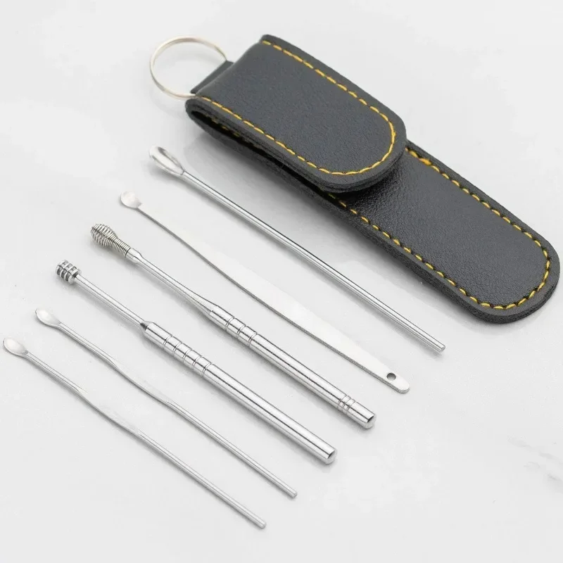 ملعقة منظف للأذن من الفولاذ المقاوم للصدأ ، مجموعة أدوات إزالة شمع الأذن ، مجموعة العناية بالطفل للبالغين