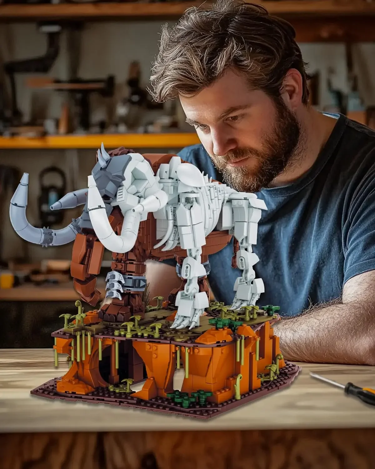 1310 قطعة الهيكل العظمي الماموث اللبنات مجموعات الجوراسي نماذج للحيوانات الإبداعية سطح المكتب زخرفة هدية عيد ميلاد للبنين أطفال اللعب #5