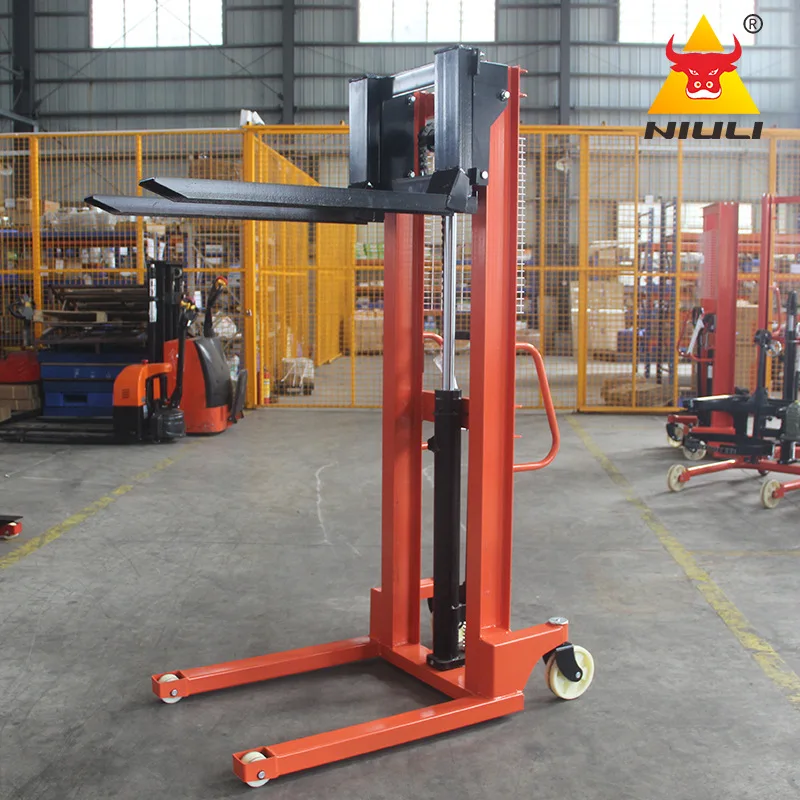 YJQ direct manual stacker hydraulic lift hand push miniature hand push forklift