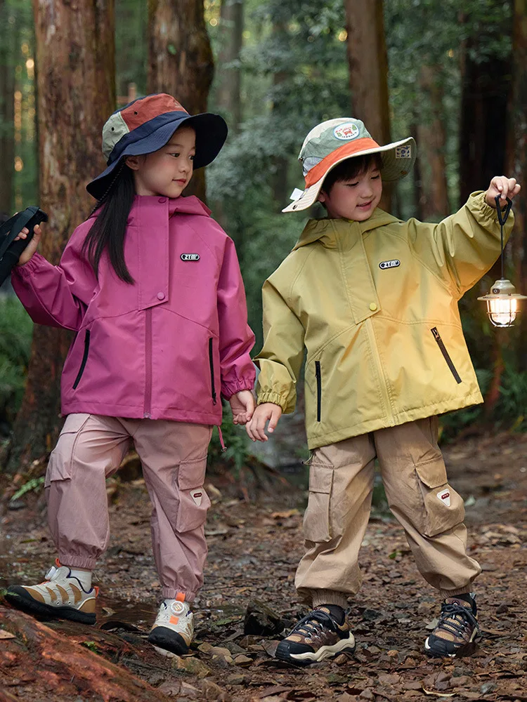 Unisex Wanderjacke Wasserdicht Herbst Kinder Windbreaker Outdoor Kapuzenjacken Mädchen Jacke Jungen Angeln Camping Klettern Oberbekleidung – Detail 4