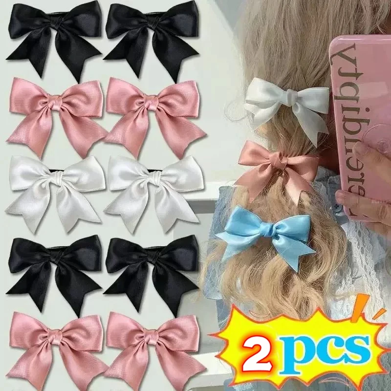 

2Pcs Korean Pink Blue Bowknot Hairpins for Girls Women Cute Bangs Hair Clips Hairslide Barrettes Headwear Hair Accessories