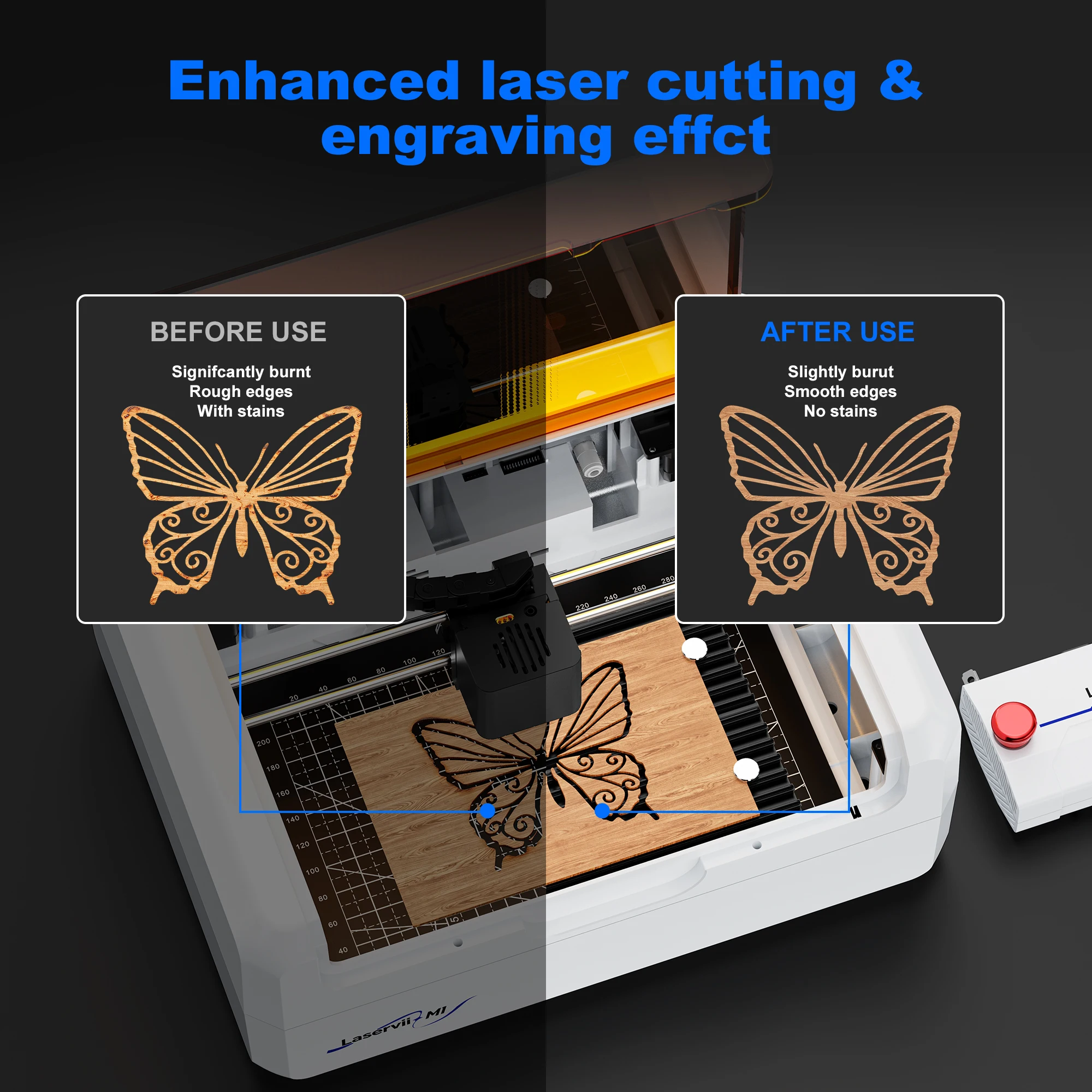 Картина 7: Лазерный рабочий стол Laservii M1S с улучшенной алюминиевой сотовой платформой 300x200 мм для лазерного гравера