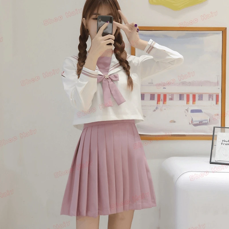 New Arrivals White Jade Orchid Basic Jk Suit Japanese School Girl Uniform Set Pleated Skirt Sailor Fuku Anime COS Costumes Women