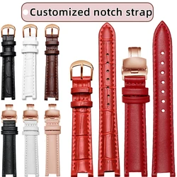 Cowhide Wristband Watch Strap for Tissot Folli Follie Rossini Ck MK Mk5774 Mk2277 2425 Men Women Notch Watchband 18mm Bracelet