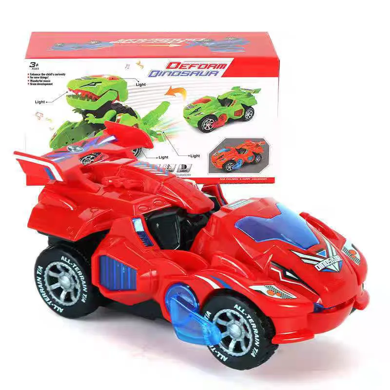 

2 in 1 Deformation Car Toys Automatic Transform Robot Model Dinosaur With Light Music Early Educational Dino Toy For Boy Gift