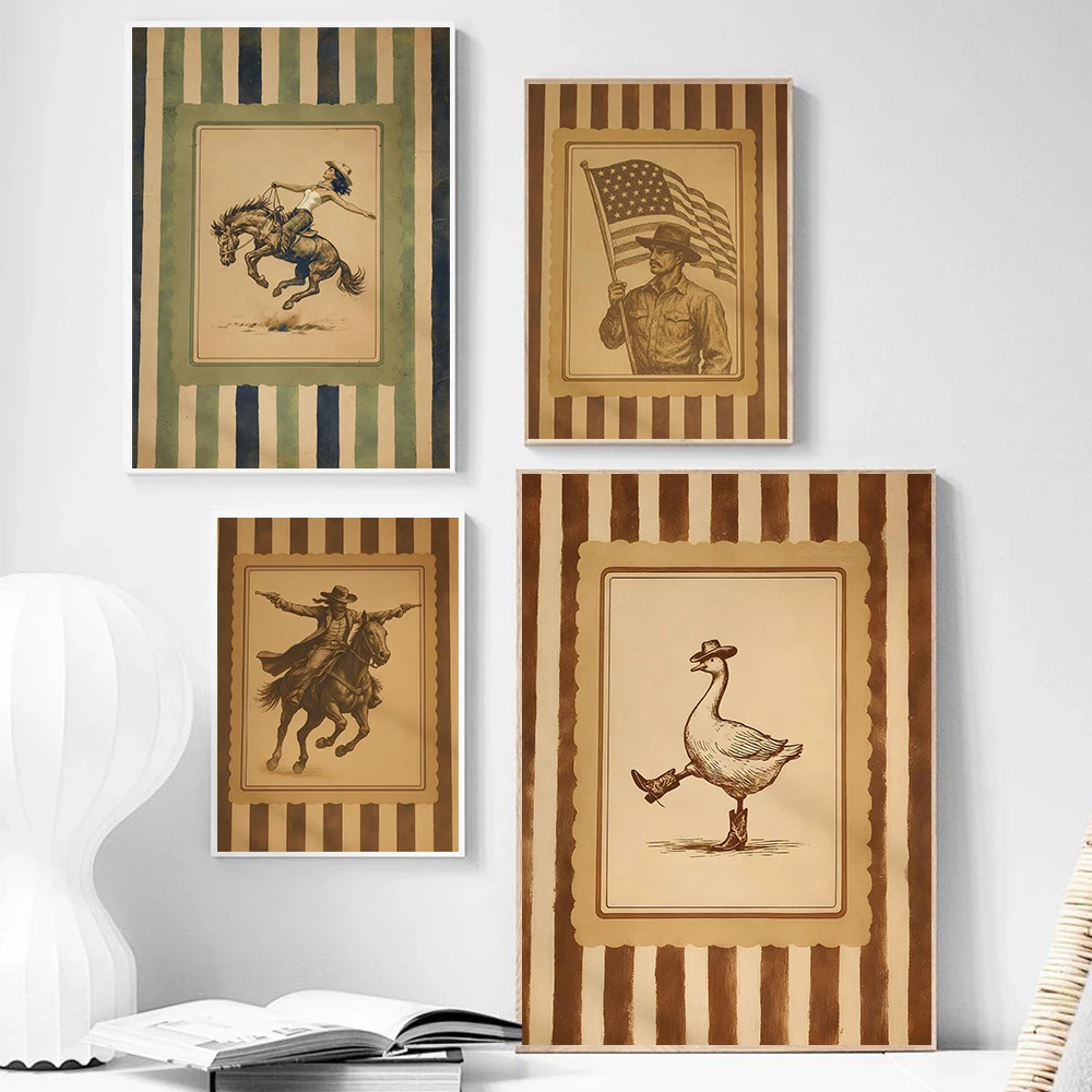 1PCS Frameless Cool Rustic Wild Western Cowboy Posters Competition Knight Modern Prints Canvas Painting Wall Art Picture Home Li