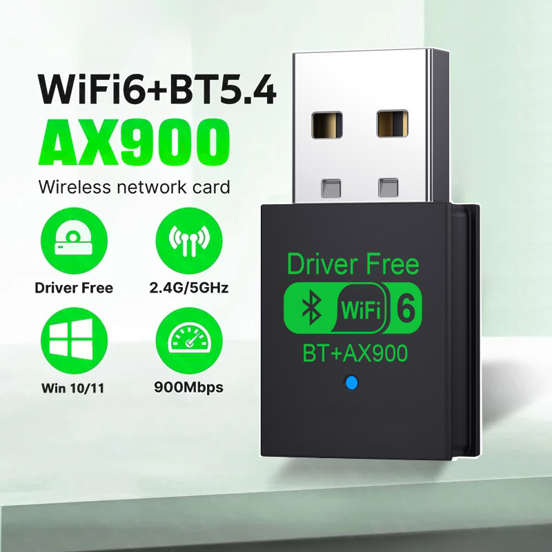 WiFi 6 AX900 Bluetooth 5.4 WiFi USB Adapter Wireless Network Card 2.4G&5GHz Wi-Fi Antenna Signal Receiver For PC/Laptop Win10/11