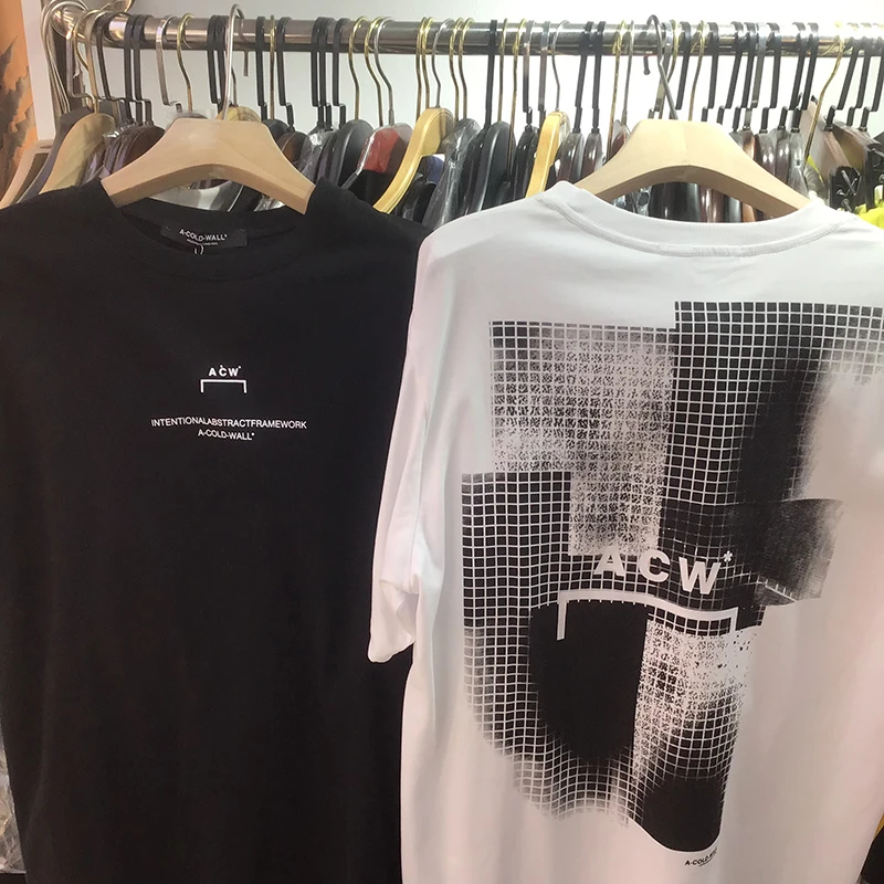 Graffiti Splashed Ink Vintage ACW Tshirts Summer Men Tees Black Round Neck Short Sleeve Casual Street Outfit Women Tops