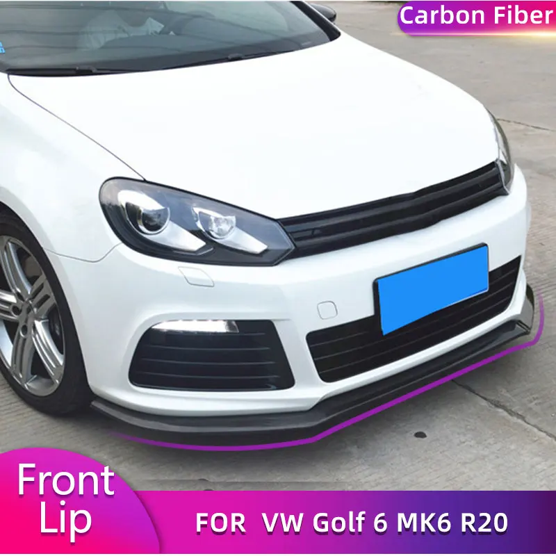 Carbon Fiber Car Front Bumper Lip Spoiler For VW Golf 6 VI MK6 R20 2010-2013 Non Standard GTI Front Lip Chin Apron Body Kit