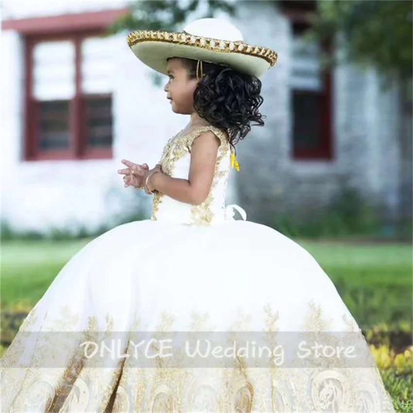 Luxury Horse Decoration Flower Girls Dress Lace Appliques Embroidery Exquisite Child Birthday Party Photoshoot Ball Gown