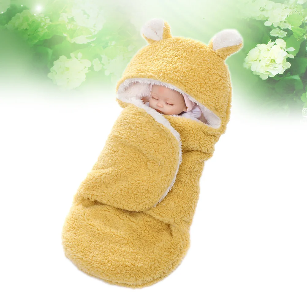 طفل قماط بطانية 2-Layer الكرتون الحيوان نمط دافئ مريح الوليد التفاف قابل للتعديل مقنعين قماط كيس النوم