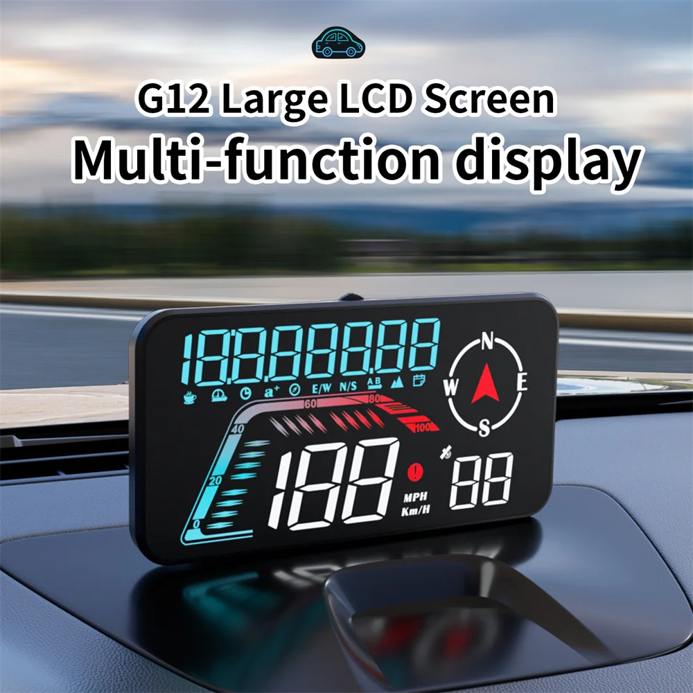 G12 GPS HUD tachimetro digitale Plug and Play per tutte le auto Big Font KMH MPH chilometraggio visualizzazione dell\'altitudine dell\'ora locale