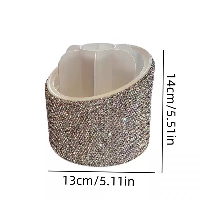 

High-appearance-level Diamond-encrusted Rotating Large-capacity Cosmetic Storage Box And Makeup Brush Storage Bucket