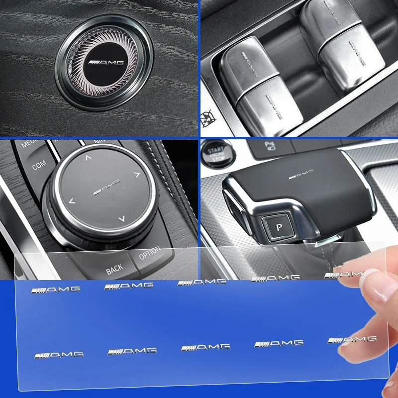 Наклейка для кнопки подъема окон автомобиля, рулевое колесо, эмблема AMG, наклейка для Mercedes-Benz CLA CES CLS SLK GLK CLK SLS CLG GLE GLC GLB EQC