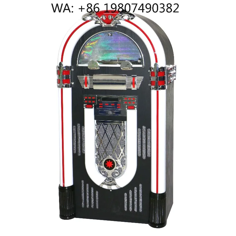 100W Retro Jukebox Bluetooth Speaker CD FM PHONO Playback Big LED Light Deep Bass Outdoor Party Custom Stereo Audio