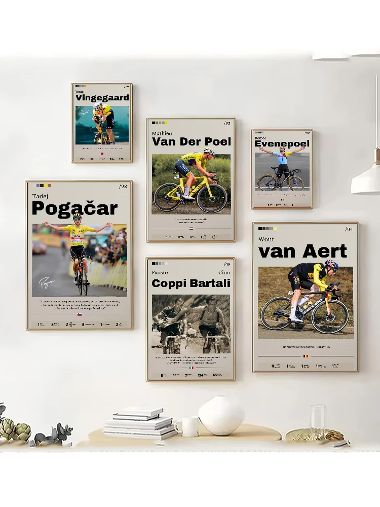 AliExpress Bicycle athlete Vingegaard, Van Der Poel Poster Wall Art Print Poster Decorative Mural Modern Home Decor Birthday Gift Unframed