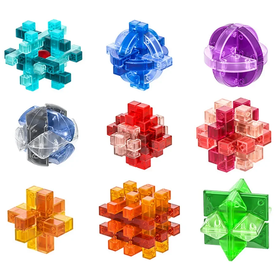 Qiyi  LuBan Lock Kong Ming Lock  IQ Brain Teaser Puzzles Game Toy for Kids Children Montessori 3D Puzzles Game Unlock Toys