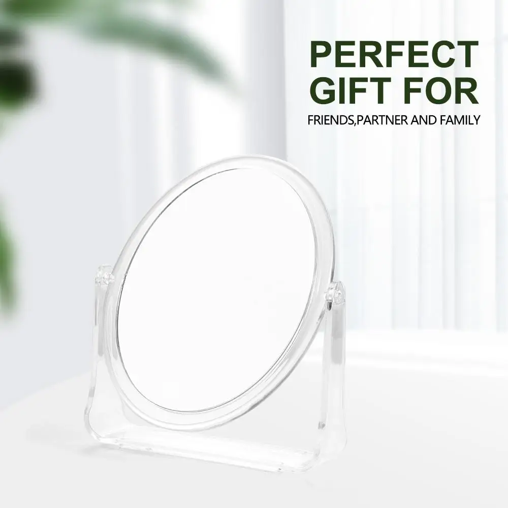 Round Square 5x Magnifying Mirror 360° Rotating Flexible Desktop Cosmetic Mirror with Stand Double-sided Table Makeup Mirror