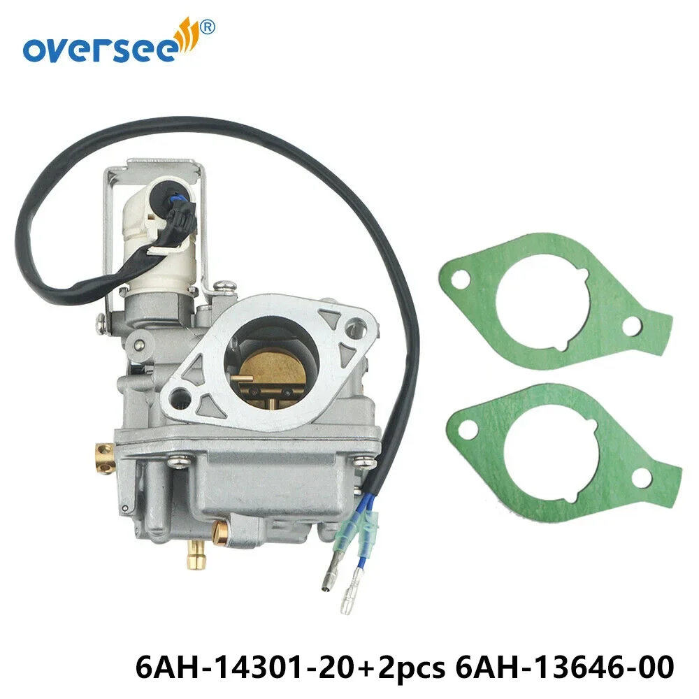 6AH-14301-20 Marine Carburetor Assy And 2pcs 6AH-13646 Gaskets For 4 Stroke 15HP 20HP YAMAHA PARSUN Outboard Motor Boat Parts