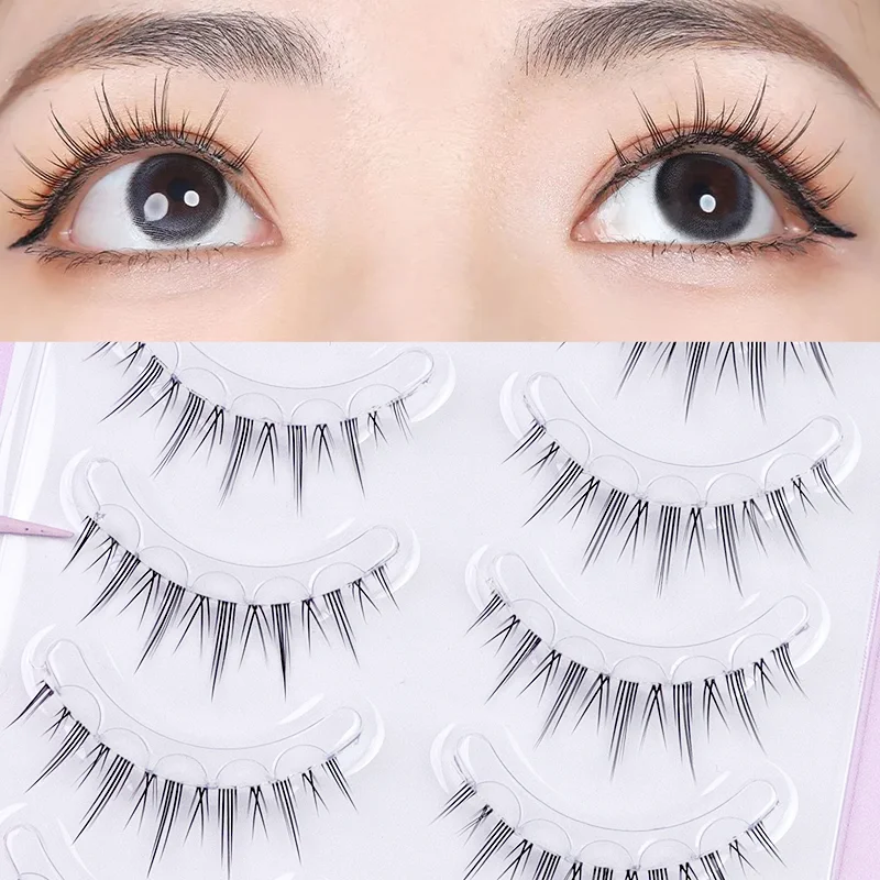 5ペア グルーフリー フルストリップ グルーフリー マンガ風つけまつげ DIY ナチュラルスタイルつけまつげ