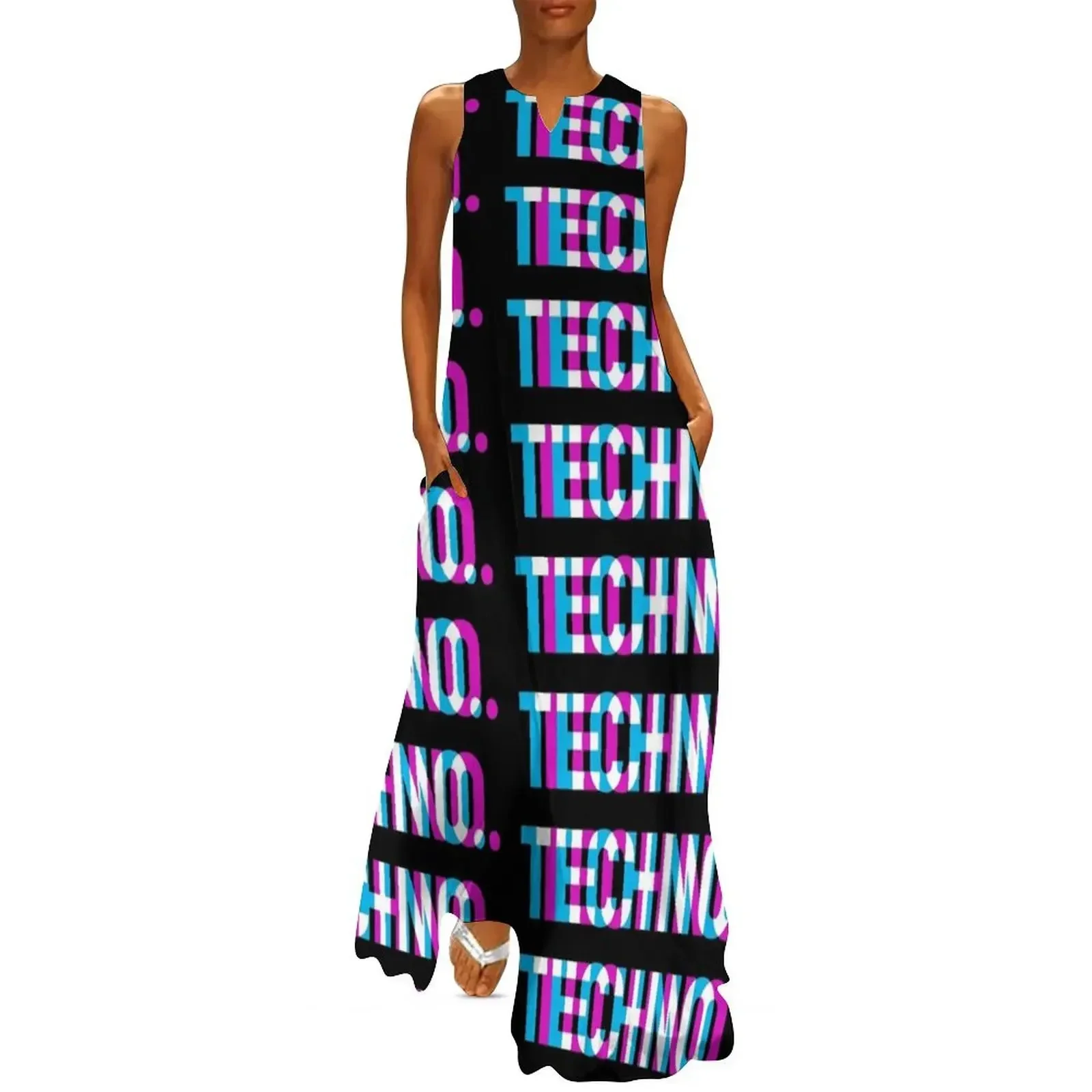 

Techno Long Dress women long dresses wedding guest dress 2025 summer outfits for women 2025 clothes for women Dress