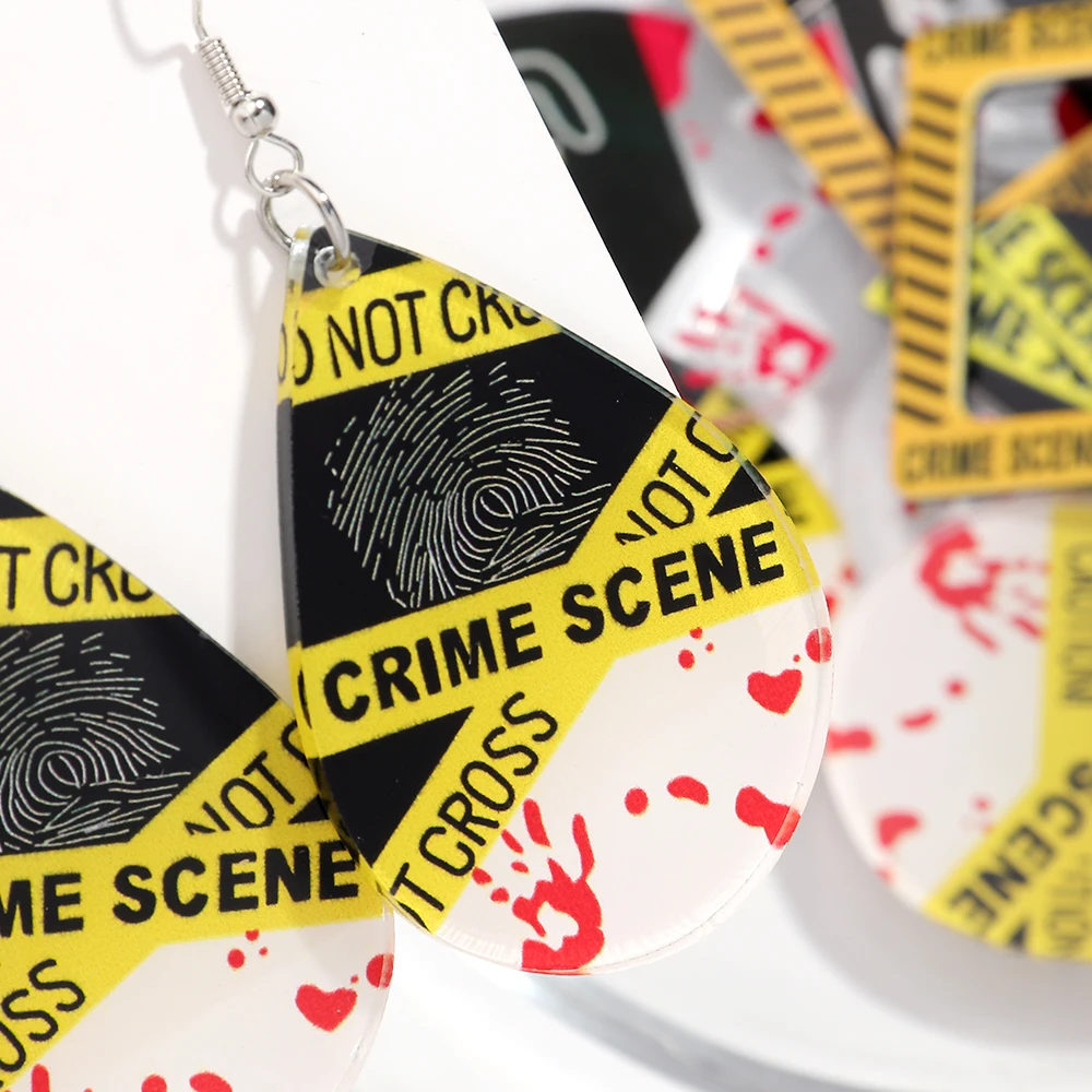 أحدث هالوين الجريمة المشهد مربع الاكريليك أقراط للنساء القوطية الدم النخيل الجمجمة انخفاض القرط هدايا مجوهرات الحفلات الرهيبة #4