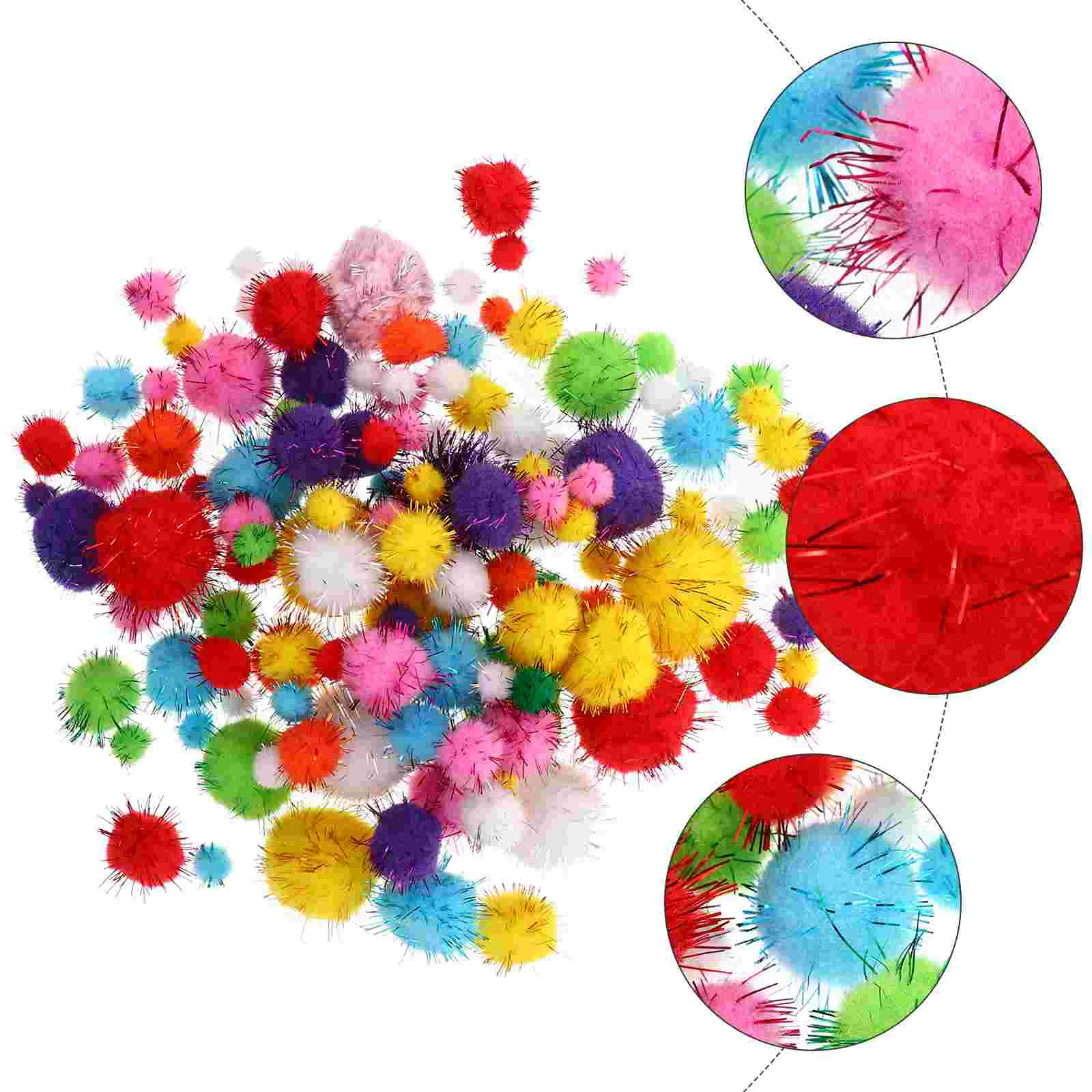 240 Pcs Tinsel Pom Poms Golden Fur Ball Colorful DIY Hairballs Pompom Dacron Child