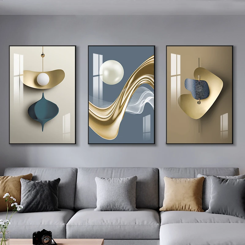 3 Panel Abstract Geometry Canvas Painting Nordic Luxury Woman Posters and Prints Wall Art for Living Room Porch Decor Cuadros