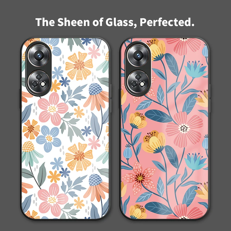 حافظة لهاتف OPPO Reno 8 5G 8T 8Z 7 Lite 6 4G 6Z 7Z 8 Pro غطاء حماية مقاوم للصدمات على شكل زهرة أنيقة