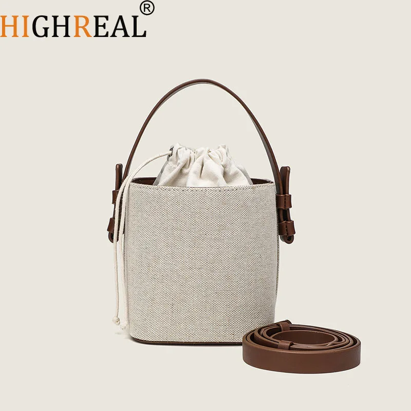 

Холщовая сумка-ведро Casaul, дизайнерские женские сумки, простые сумки через плечо, трендовая летняя пляжная маленькая сумка-тоут, женский кошелек