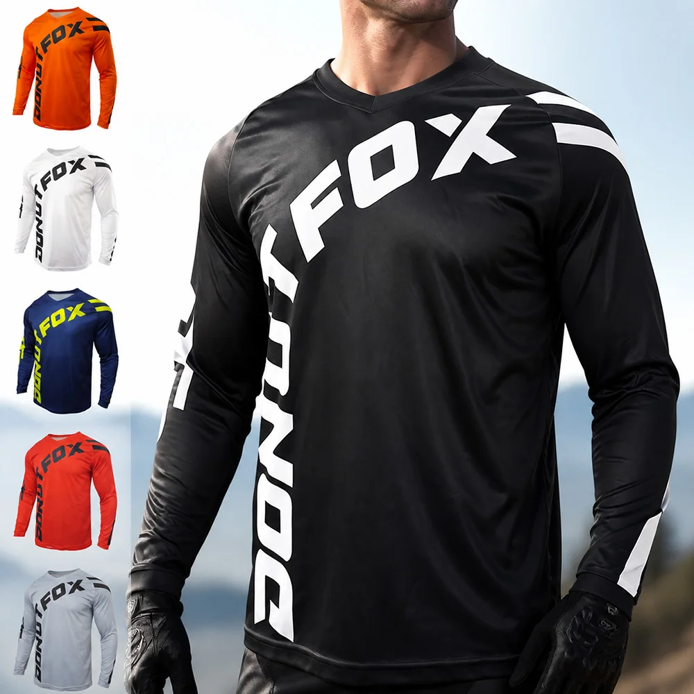 Adult Male Stretchy Mountain Biking Long Sleeve Top, Quick‑Dry Breathable Apparel for Cycling Hiking Outdoor Activities