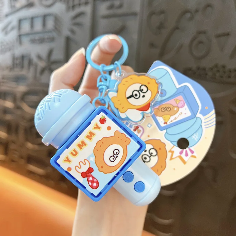 الإبداعية لعبة الصوت الإلكترونية الكرتون الباندا كابيبارا مسجل لطيف سلسلة مفاتيح ميكروفون قلادة متعة لعبة ميكروفون صغير