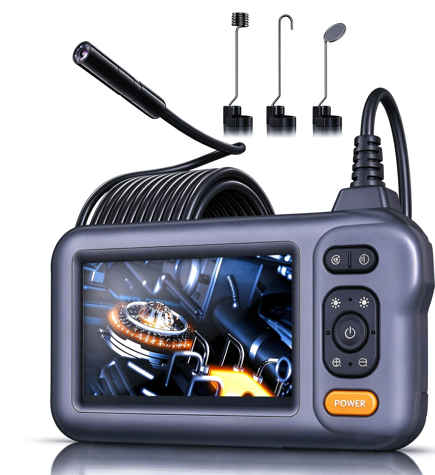 Industrial Endoscope Borescope Camera with Light, 4.3'' HD Digital Handheld Waterproof Sewer Tools Snake Inspection Camera with