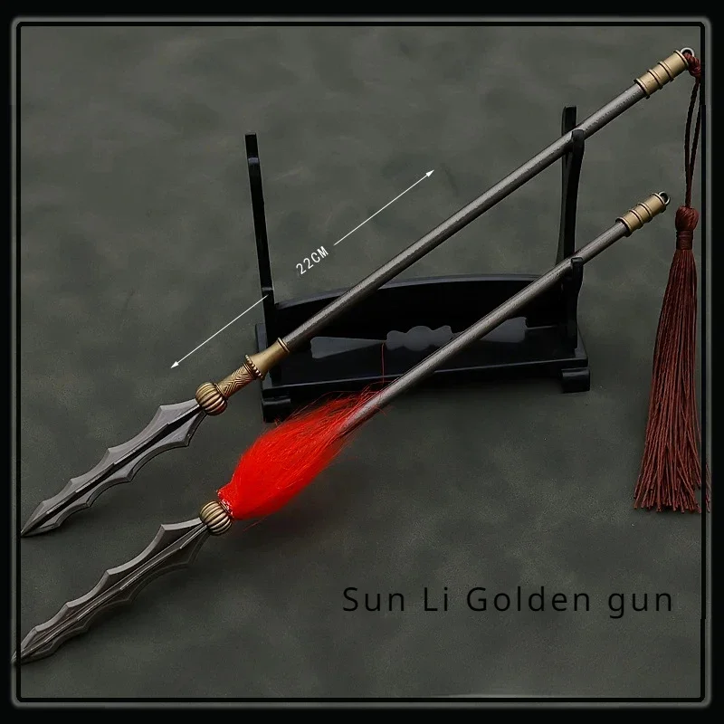 Periféricos de televisión de película de borde de agua, modelo de arma de pistola larga Sun Li, colección de manualidades de Metal de 22CM, decoración, juguetes de espada de Cosplay