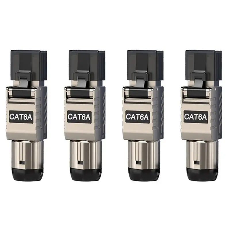 

Exquisite-4Pcs RJ45 Cat6a Ethernet Cable Connectors RJ45 Metal Tool Free Easy Termination Plug 2000Mhz 40G LAN Cable 22AWG - 24A