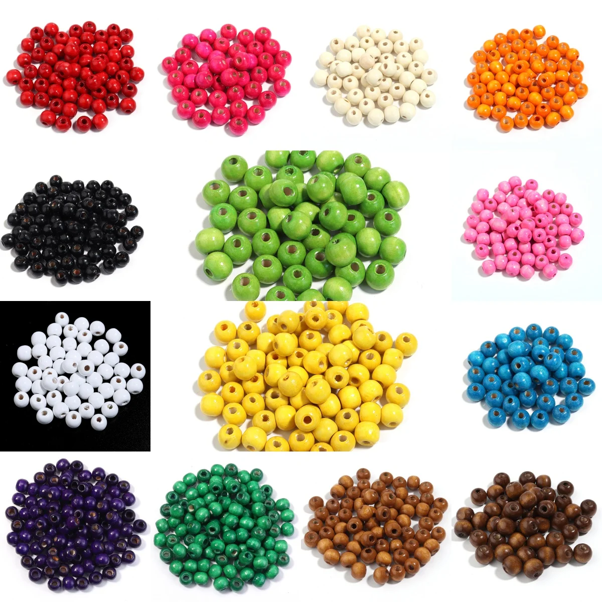 100-200 unids/lote cuentas de madera de arce coloridas cuentas sueltas con agujero grande para fabricación de joyería DIY collar pulsera Accesorios