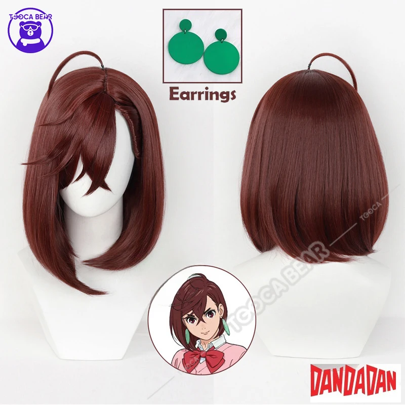 Anime Dandadan Momo Ayase Cosplay Wig Brown Short Hair Heat-resistant Fiber Hair+Wig Cap Halloween Party Girls Women